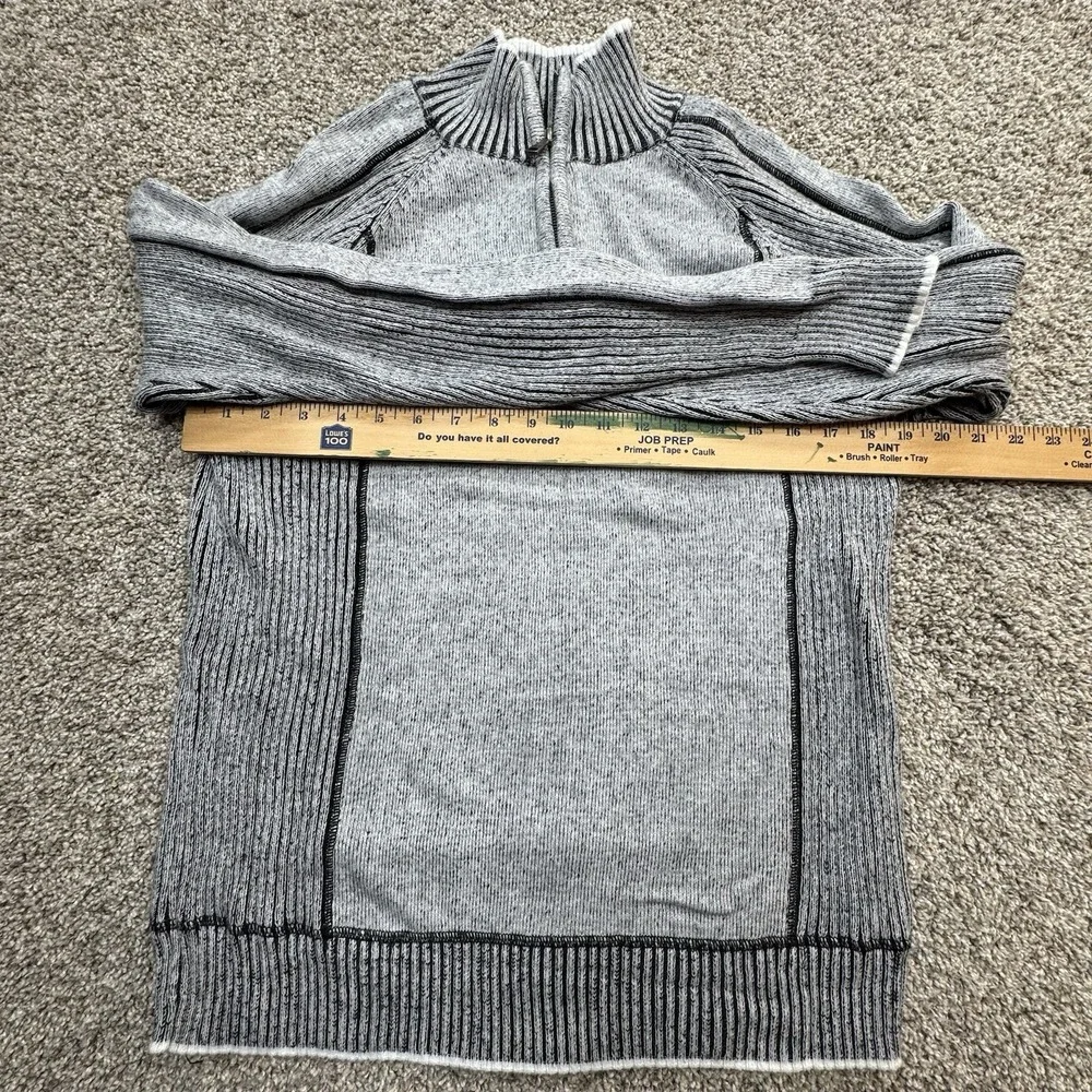BKE Standard Fit Cotton Sweater 1/4 Zip Mock Neck‎ Acid Washed Gray Mens Medium